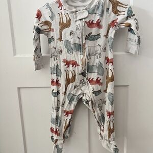Carter's White and Red Footies One Piece with Woodland Print